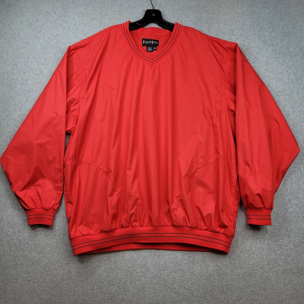 FootJoy Pullover Windbreaker Mens XXL Red V-Neck Golf Windshirt